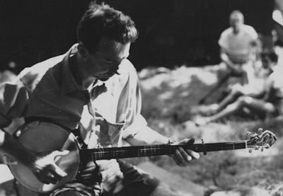 Photo of Pete Seeger at camp.